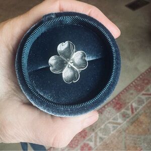 Carved Dogwood Sterling Silver Flower Ring 925 Size 6.5 - Four Petals - 3.31 g